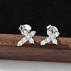 925 Sterling Silver Clear Cubic Zirconia Stud Earrings EJEW-Q032-01B-P-1