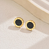 Elegant Roman Style 304 Stainless Steel Flat Round Stud Earrings BO7793-2-2