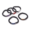 Round Natural Lava Rock Beaded Stretch Bracelets BJEW-JB05506-1