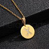 Brass Micro Pave Clear Cubic Zirconia Flat Round with Letter Pendant Necklaces FS-WG00655-24-1