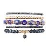 5Pcs 5 Style Glass & Lampwork Evil Eye Stretch Bracelets Set BJEW-JB09619-01-1