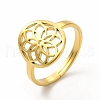 Ion Plating(IP) 304 Stainless Steel Flower Adjustable Ring for Women RJEW-B027-19G-1