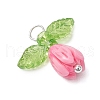 Opaque Resin Flower Rose Beads Pendants PALLOY-JF03592-4
