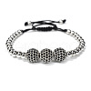Adjustable Brass with Black Cubic Zirconia Beaded Braided Bracelets MK6347-2-1