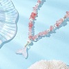 Cherry Quartz Glass Chip & Imitaton Round Pearl Beaded Adjustable Necklaces NJEW-JN05227-01-1
