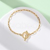 304 Stainless Steel Flat Round Link Bracelets BJEW-R027-06G-01-2