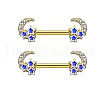 316L Surgical Stainless Steel Royal Blue Enamel Moon Nipple Rings WG12885-03-1
