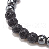 Natural Lava Rock & Synthetic Hematite Stretch Bracelet BJEW-JB08472-01-5