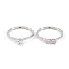 Bowknot 304 Stainless Steel Finger Ring Set for Women RJEW-C086-29-P-2