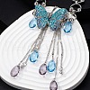 Butterfly Tassel Alloy Indicolite Rhinestone Pendant Necklaces for Women FS-WG6AB0F-01-3