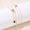 304 Stainless Steel Crystal Rhinestone Flat Round Pendant Y Necklaces NJEW-V001-03G-2