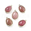 Natural Rhodonite Faceted Oval Connector Charms G-H323-02G-15-1