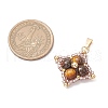 Natural Tiger Eye & Glass Seed Beaded Star Pendants PALLOY-MZ00692-02-2