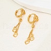Elegant Brass Heart Tassel Hoop Earrings UE5965-2-3