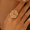 Geometric Brass Micro Pave Cubic Zirconia Adjustable Finger Rings for Women DO6393-2-3