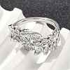 Brass Micro Pave Cubic Zirconia Cuff Rings for Women RJEW-D322-05P-2