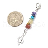 Chakra Natural Citrine & Red Jasper & Tiger Eye & Green Aventurine & Lapis Lazuli & Amethyst & Synthetic Turquoise Chip Pendant Decorations HJEW-JM03359-3
