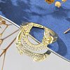 Brass Micro Pave Clear Cubic Zirconia Open Cuff Rings RJEW-G336-04G-2