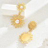 Fashion Stainless Steel Flower Dangle Stud Earrings HU8557-3