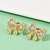 Bowknot 304 Stainless Steel Glass Stud Earrings EJEW-M105-02G-3