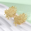 Woven Rhombus Brass Stud Earrings EJEW-R025-19G-3