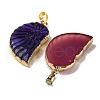Natural Agate Crystal Electroplate Conch Pendants G-F168-14-M-2