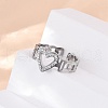 304 Stainless Steel with Rhinestone Adjustable Cuff Rings RJEW-Q020-16P-5
