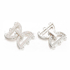 Brass Micro Pave Cubic Zirconia Fold Over Clasps KK-L134-06P-1