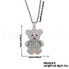 Brass Micro Pave Cubic Zirconia Cute Mini Cartoon Bear Pendant Necklaces for Women OL3242-9-2