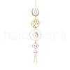 Wire Wrapped Natural Yellow Quartz Ring with Tree of Life Pendant Decorations HJEW-K046-05G-01-2