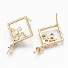 Brass Micro Pave Cubic Zirconia Stud Earring Findings KK-R117-057-NF-2