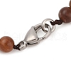 Natural Petrified Wood Round Beads Bracelets & Necklaces Sets SJEW-L132-25-3