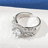 Brass Micro Pave Cubic Zirconia Adjustable Cuff Rings for Women RJEW-C129-04P-1