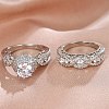 Brass Micro Pave Cubic Zirconia Finger Rings FS-WG54D45-03-2