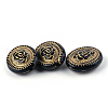 Flat Round with Flower Plating Acrylic Beads PACR-Q102-05B-2