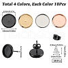 SUNNYCLUE 40Pcs 4 Color Flat Round 304 Stainless Steel Stud Earring Settings STAS-SC0006-65-2