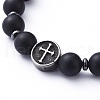 Natural Black Agate Beads Stretch Bracelets X-BJEW-JB05233-2