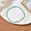 Bohemian Style Natural Amazonite & Glass Braided Bead Bracelet BJEW-JB10136-02-2