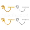 SUPERFINDINGS 4Pcs 2 Colors Men's Brass Tie Tack Clutch with Chain KK-FH0007-42-1