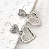 Hollow Heart Brass Micro Pave Clear Cubic Zirconia Dangle Stud Earrings EJEW-Z099-02P-02-3