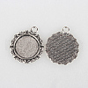 Tibetan Style Alloy Pendant Cabochon Settings TIBEP-N003-49AS-2