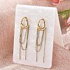 304 Stainless Steel Oval Tassel Stud Earrings EJEW-C132-01G-2