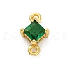 Brass Cubic Zirconia Rhombus Connector Charms KK-F894-12G-02-1
