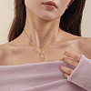 FIBLOOM 1Pc Stainless Steel Teardrop Pendant Necklaces NJEW-FI0001-61RG-7