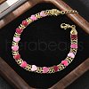 Heart Brass Enamel Link Chain Bracelets for Women BJEW-B125-04G-1
