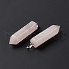 Natural Rose Quartz Double Terminated Pointed Pendants G-G926-01P-08-4