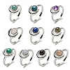 Natural Gemstone Adjustable Rings RJEW-K269-09P-1