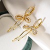 Bowknot Brass Micro Pave Clear Cubic Zirconia Hoop Earrings for Women EJEW-A110-03G-1