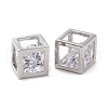 Hollow Brass Clear Cubic Zirconia Charms KK-E068-VC474-3