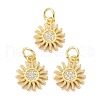 Brass Cubic Zirconia Charms ZIRC-C022-21G-2